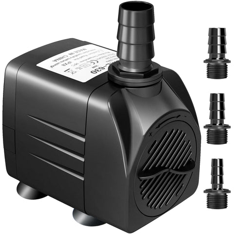 GROWNEER 550GPH Submersible Pump 30W Fountain Water Pump, 2000L/H, with 7.2ft High Lift, 3 Nozzles for Aquarium, Fish Tank, Pond, Hydroponics, Statuary