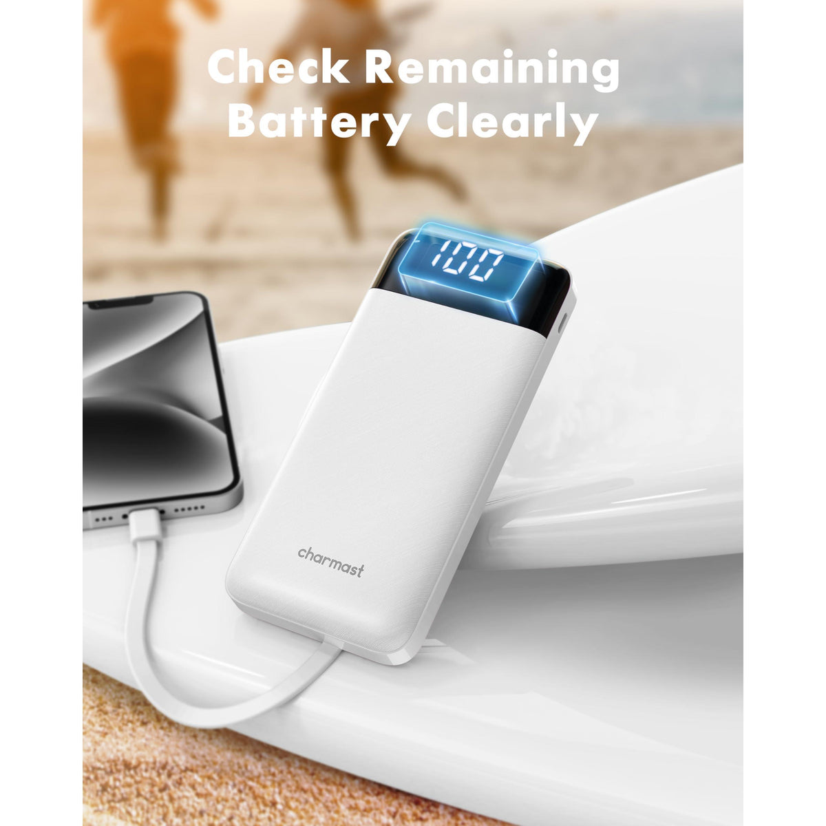 Charmast Portable Charger with Built in Cables, Power Bank with Cords Wires, Slim 10000mAh Travel Battery Pack 6 Outputs 3 Inputs 3A Fast Charging for Samsung Google Pixel LG Moto iPhone iPad