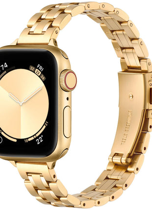 STIROLL Thin Replacement Band Compatible for Apple Watch 38mm 40mm 41mm 42mm(Series 11 10), Stainless Steel Metal Wristband Women Men for iWatch SE Series 9 8 7 6 5 4 3 2 1, Gold