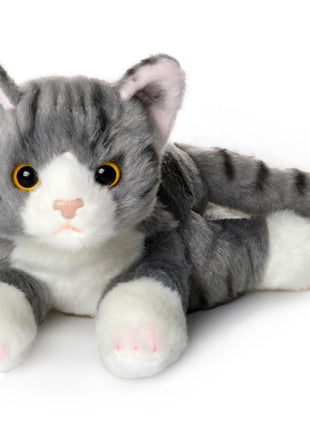 Bearington Lil' Socks Cat Stuffed Animal - 8" Realistic Cat Plush Toy - Soft Gray Striped Plush Cats with Lifelike Details for Kids, Toddlers, and Kitten Lovers - Adorable Gift for Kids