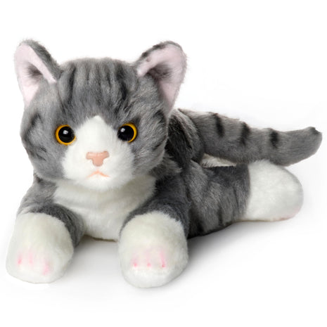 Bearington Lil' Socks Cat Stuffed Animal - 8" Realistic Cat Plush Toy - Soft Gray Striped Plush Cats with Lifelike Details for Kids, Toddlers, and Kitten Lovers - Adorable Gift for Kids