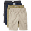 The Children's Place Boys Pull on Cargo Shorts,Flax/Sandwash/Tidal/Washed Black 4 Pack,6