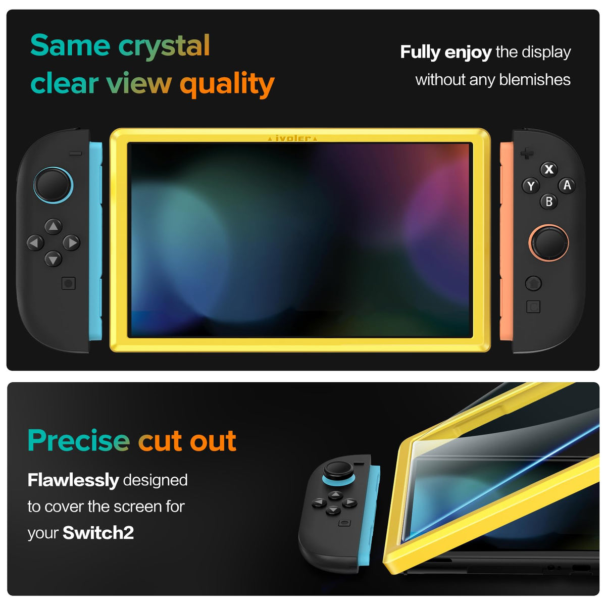 ivoler 4-Pack Tempered Glass Screen Protector Designed for Nintendo Switch 2 2025 with [Alignment Frame] Transparent HD Clear[Updated Version] Screen Protector for Switch 2 7.9''