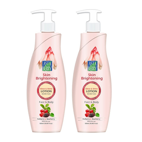 Astaberry Skin Brightening Glow and Shine Lotion 300ml Pack of 2, (2 x 300ml) - Bright & Radiant | Goodness Of Mulberry & Bearberry Extracts | Moisturized and deeply hydrated skin | Soft and Bright skin