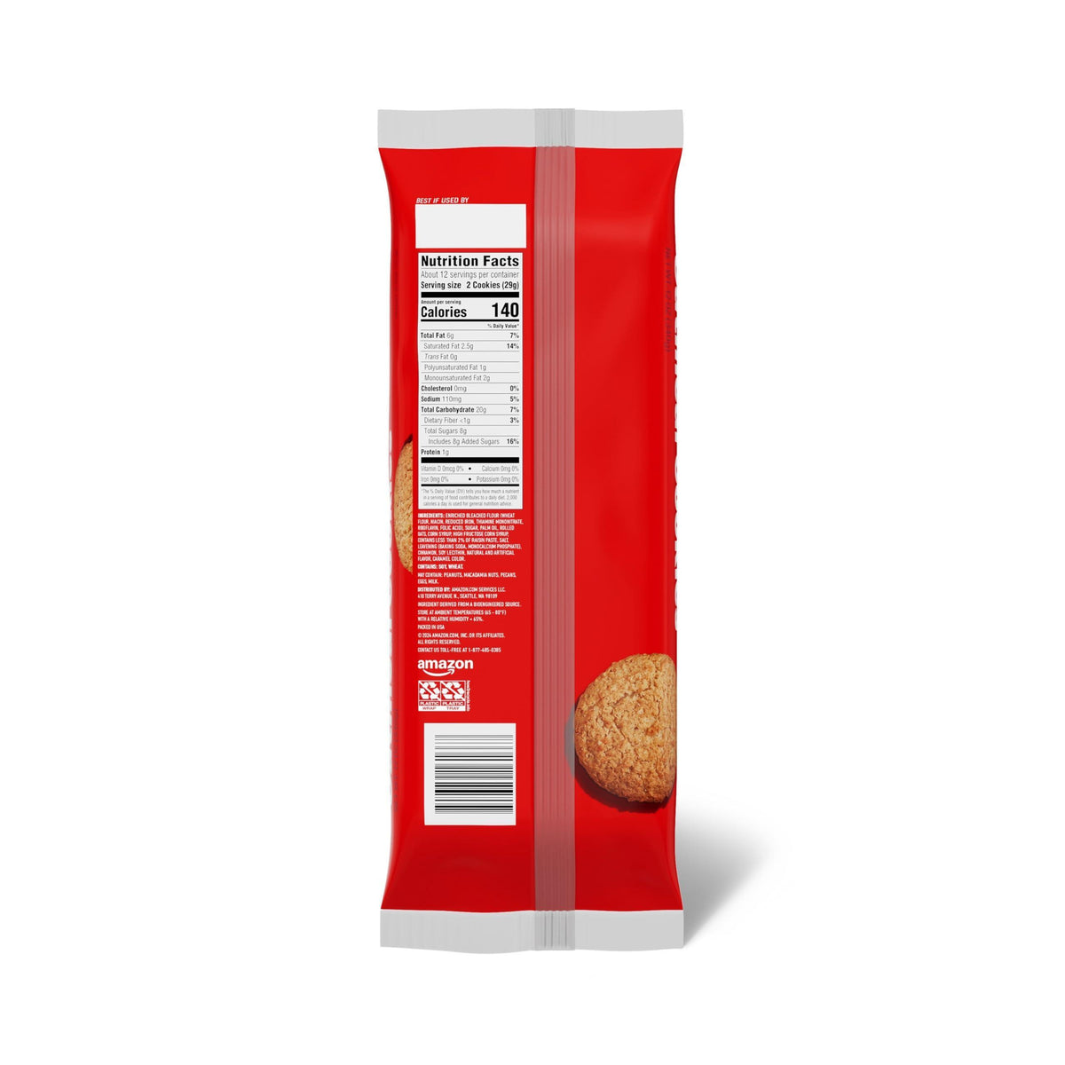 Amazon Saver, Crispy Oatmeal Cookies, 12 ounce (Previously Happy Belly, Packaging May Vary)