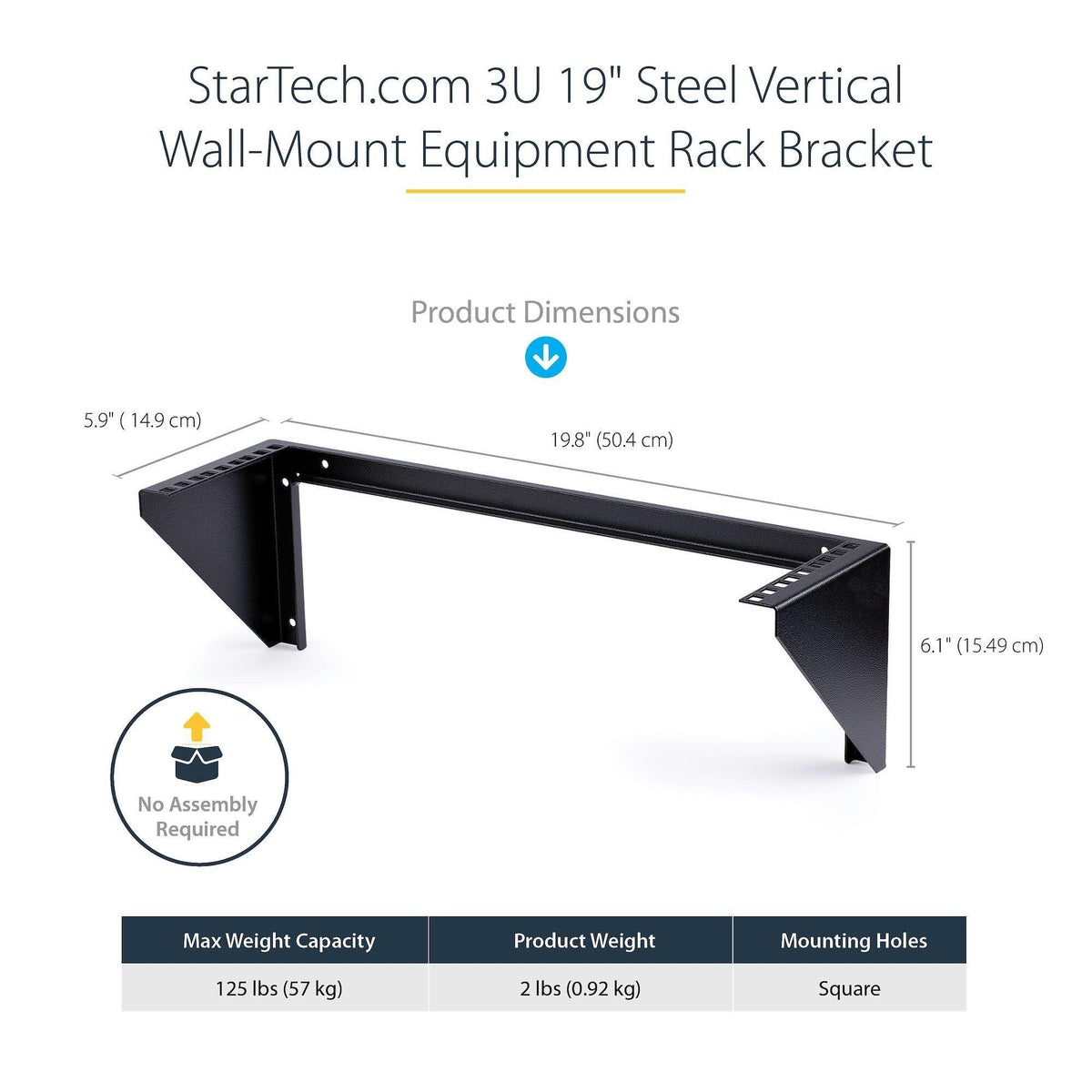 StarTech.com 3U 19in Steel Vertical Wall Mount Equipment Rack Bracket