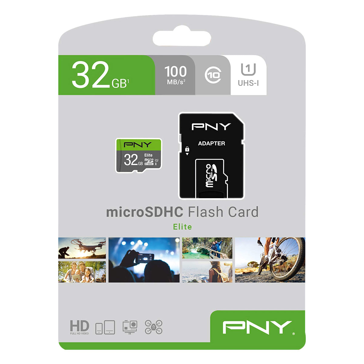 PNY 32GB Elite Class 10 U1 microSDHC Flash Memory Card - 100MB/s Read, Class 10, U1, Full HD, UHS-I, Micro SD (Pack of 1)