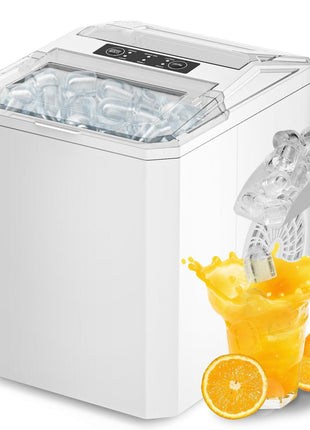 SMUG Ice Makers Countertop with Handle, Portable Ice Machine, 9 Bullet Ice Cubes in 6 Mins, 26lbs in 24Hrs, Auto-Cleaning, with Basket and Scoop, for Home, Kitchen, RV, Camping, White