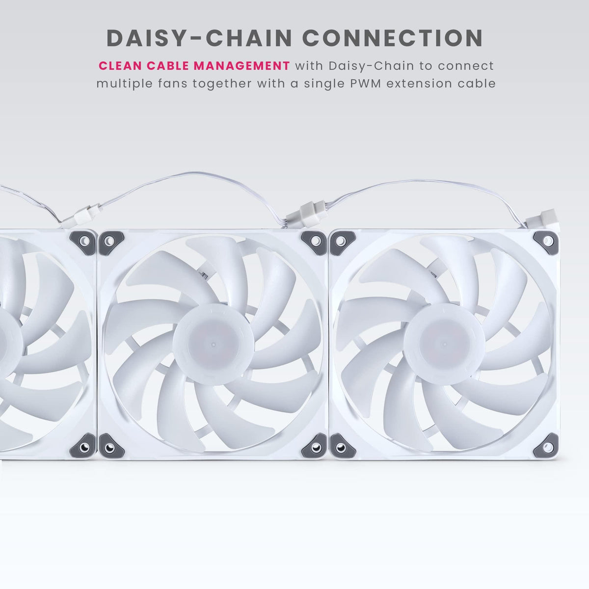Phanteks M25-140 D-RGB Fan, High-Airflow Radiator Performance, PWM Control up to 1800RPM, ARGB/DRGB Lighting, Daisy-Chain Cable, White, 3 Pack