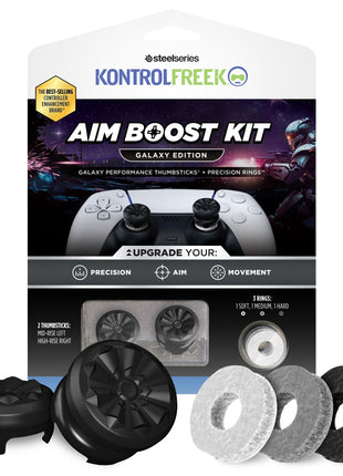 KontrolFreek Aim Boost Kit for PlayStation 5 (PS5) and PlayStation 4 (PS4) Controller | Includes Performance Thumbsticks and Precision Rings | Black Galaxy Edition