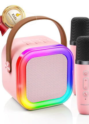 Kinglucky Mini Karaoke Machine for Kids, Top Birthday Gift Pick for Girls Ages 3, 4, 5, 6, 7, 8, 9, 10, 11, 12 Years Old, Kids' Personal Video Players Accessories with 2 Mics Singing Present Toy, Pink