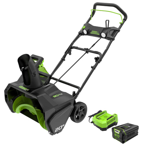 Greenworks 80V (75+ Compatible Tools) 20 inch Brushless Cordless Snow Blower, 2.0Ah Battery and Charger Included