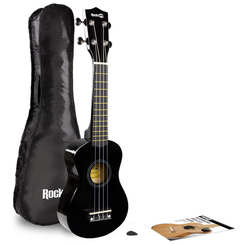 RockJam, 4-String Ukulele, Right, Black, Soprano (UK-222-BK)