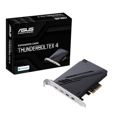 ASUS ThunderboltEX 4 with Intel® ThunderboltTM 4 JHL 8540 Controller, 2 USB Type-C Ports, up to 40Gb/s bi-Directional Bandwidth, DisplayPort 1.4 Support, up to 100W Quick Charge, Black