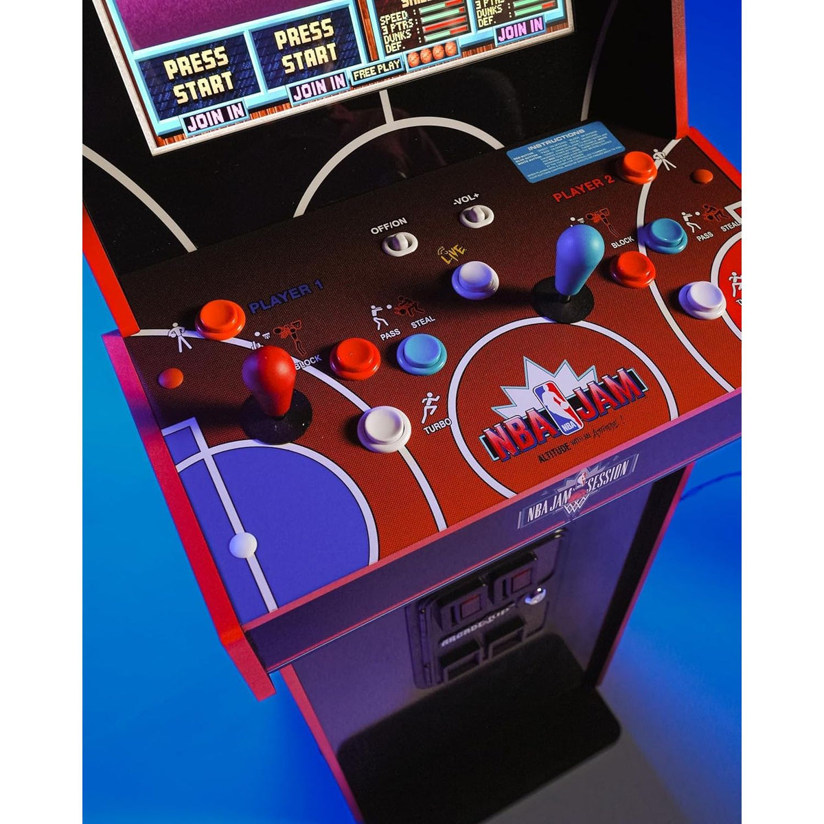 ARCADE1UP NBA Jam Deluxe 2-Player Control Panel Arcade Machine, Built for Your Home, 5 Foot Tall Cabinet with 3 Classic Games