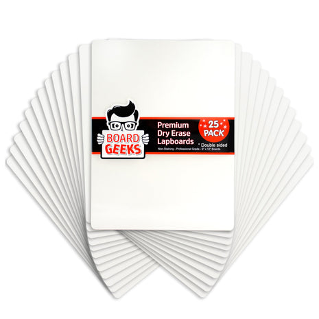 Board Geeks 25 Pack Small White Boards for Students - Double Sided Dry Erase Boards 9 x 12 in - Mini Whiteboard Set for Classroom or Home Use - Portable White Board Bulk for Kids and Teachers