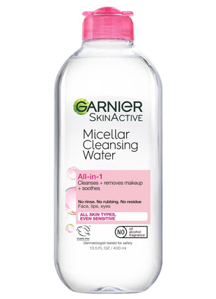 Garnier Micellar Water, Hydrating Facial Cleanser & Makeup Remover, Suitable for Sensitive Skin, Vegan, Cruelty Free, 13.5 Fl Oz (400mL), 1 Count
