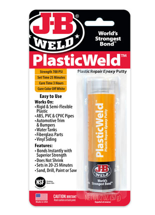 J-B Weld 8237 PlasticWeld Plastic Repair Epoxy Putty - 2 oz.