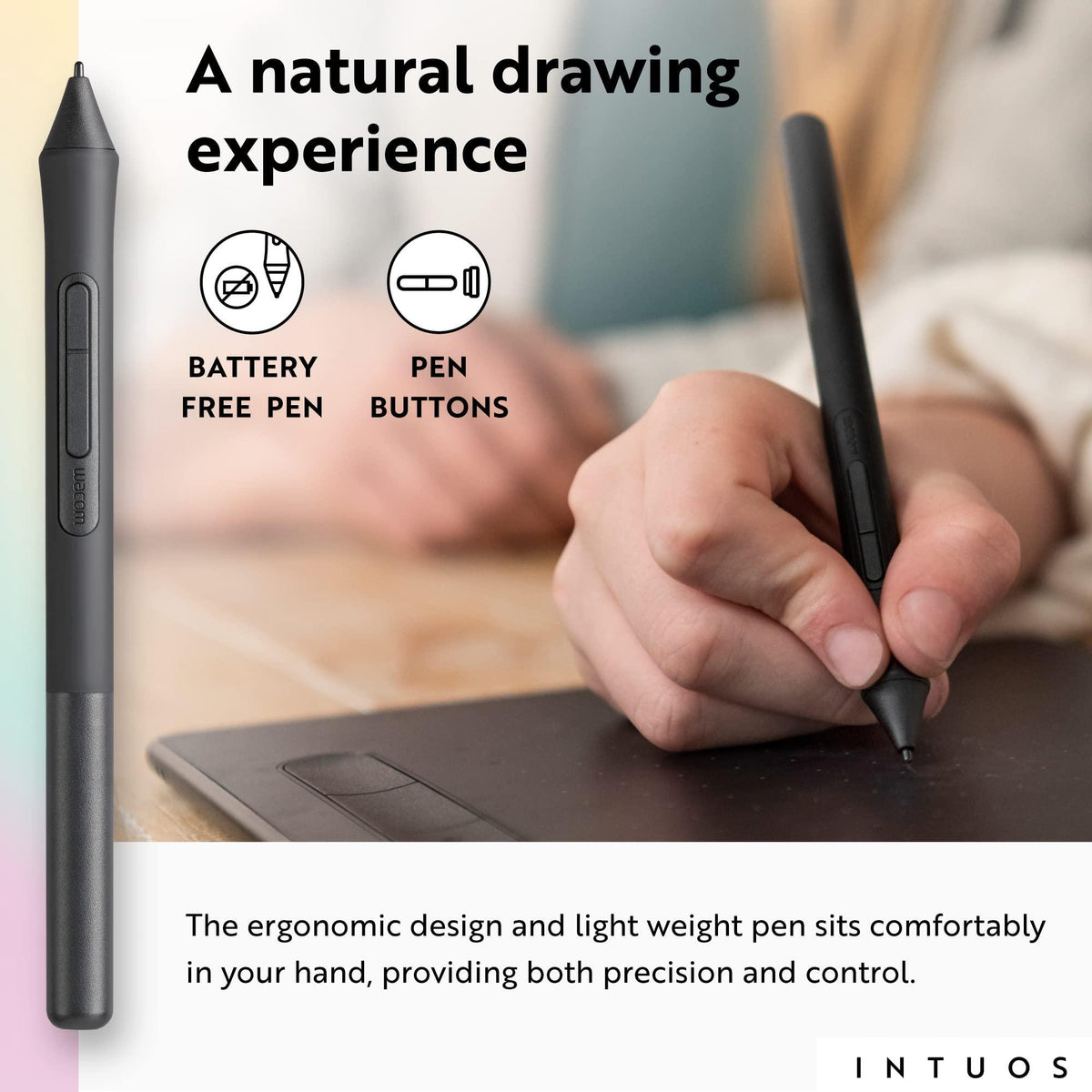 Wacom Intuos Small Bluetooth Graphics Drawing Tablet, 4 Customizable ExpressKeys, Portable for Teachers, Students and Creators, Compatible with Chromebook Mac OS Android and Windows - Black
