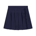 Nautica Girl's School Uniform Pleated Pull-on Scooter Skirt with Undershorts, Knit Waistband, Navy Ruffle, 10
