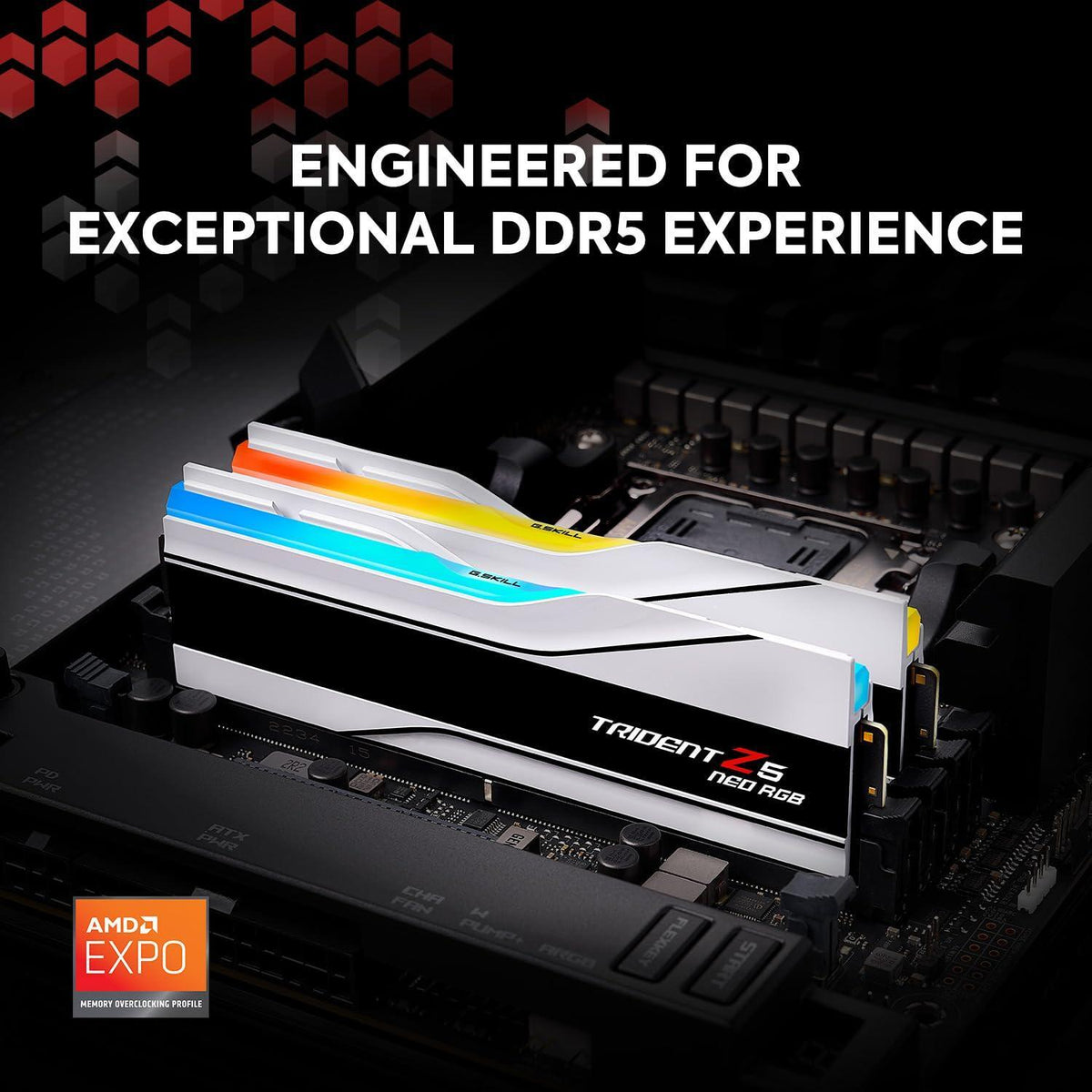 G.SKILL Trident Z5 Neo RGB Series (AMD Expo) DDR5 RAM 64GB (2X 32GB) 6000MT/s CL26-36-36-96 1.45V Desktop Computer Memory U-DIMM - White (F5-6000J2636H32GX2-TZ5NRW)