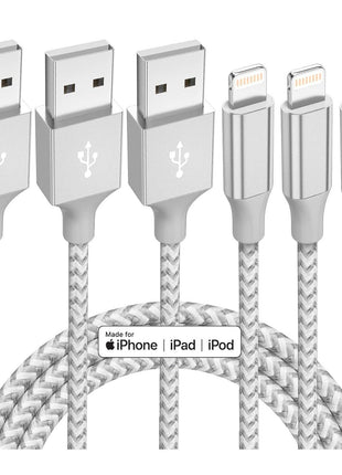 iPhone Charger 3 Pack 10 ft Apple MFi Certified Lightning Nylon Braided Cable Fast Charging Cord Compatible with iPhone 13 12 11 Pro Max XR XS X 8 7 6 Plus SE iPad and More