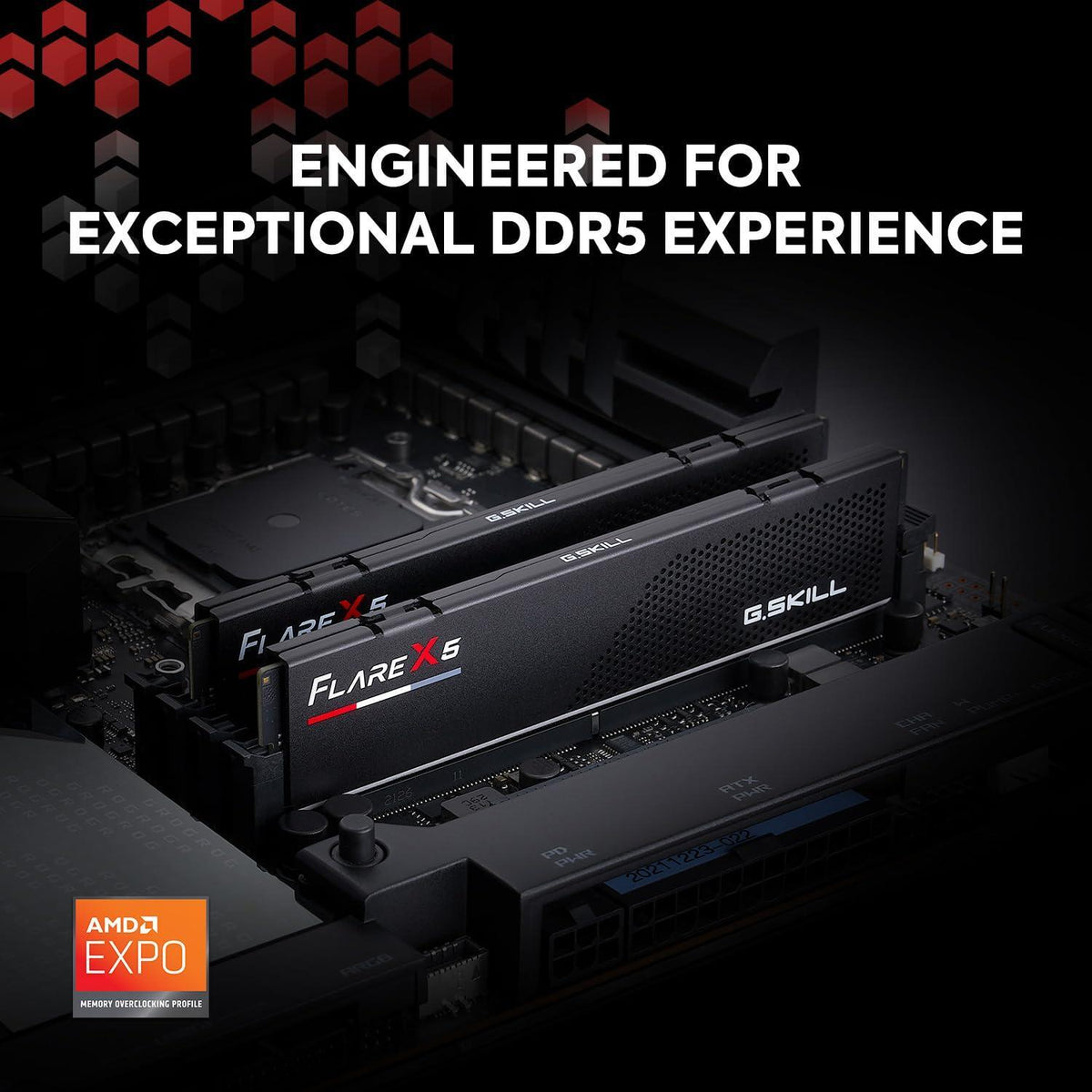 G.SKILL Flare X5 Series (AMD Expo) DDR5 RAM 32GB (2x16GB) 6400MT/s CL32-39-39-102 1.40V Desktop Computer Memory UDIMM - Matte Black (F5-6400J3239G16GX2-FX5)