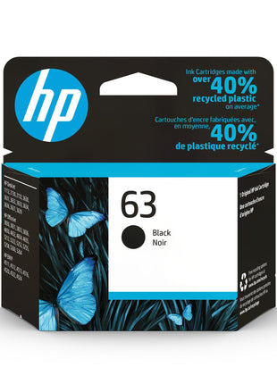 HP 63 Black Ink Cartridge for HP Printers | Works with Printer Series: DeskJet 1112, 2130, 3630; ENVY 4510, 4520; OfficeJet 3830, 4650, 5200 | Eligible for Instant Ink | F6U62AN