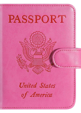 Passport Holder Cover Wallet RFID Blocking Leather Card Case Travel Accessories for Women Men (Pink)