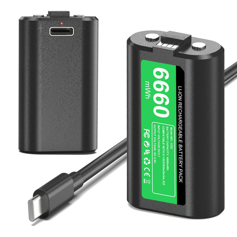 GKHERD Rechargeable Controller Battery Pack for Xbox One/Xbox Series X|S, 2x6660mWh Battery Pack with Type-C Charging Cable for Xbox One/S/X/Elite Controller