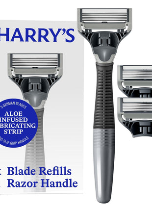 Harry's Shaving Kit for Men - Razor Handle and 3 Razor Blade Refill Cartridges - Charcoal