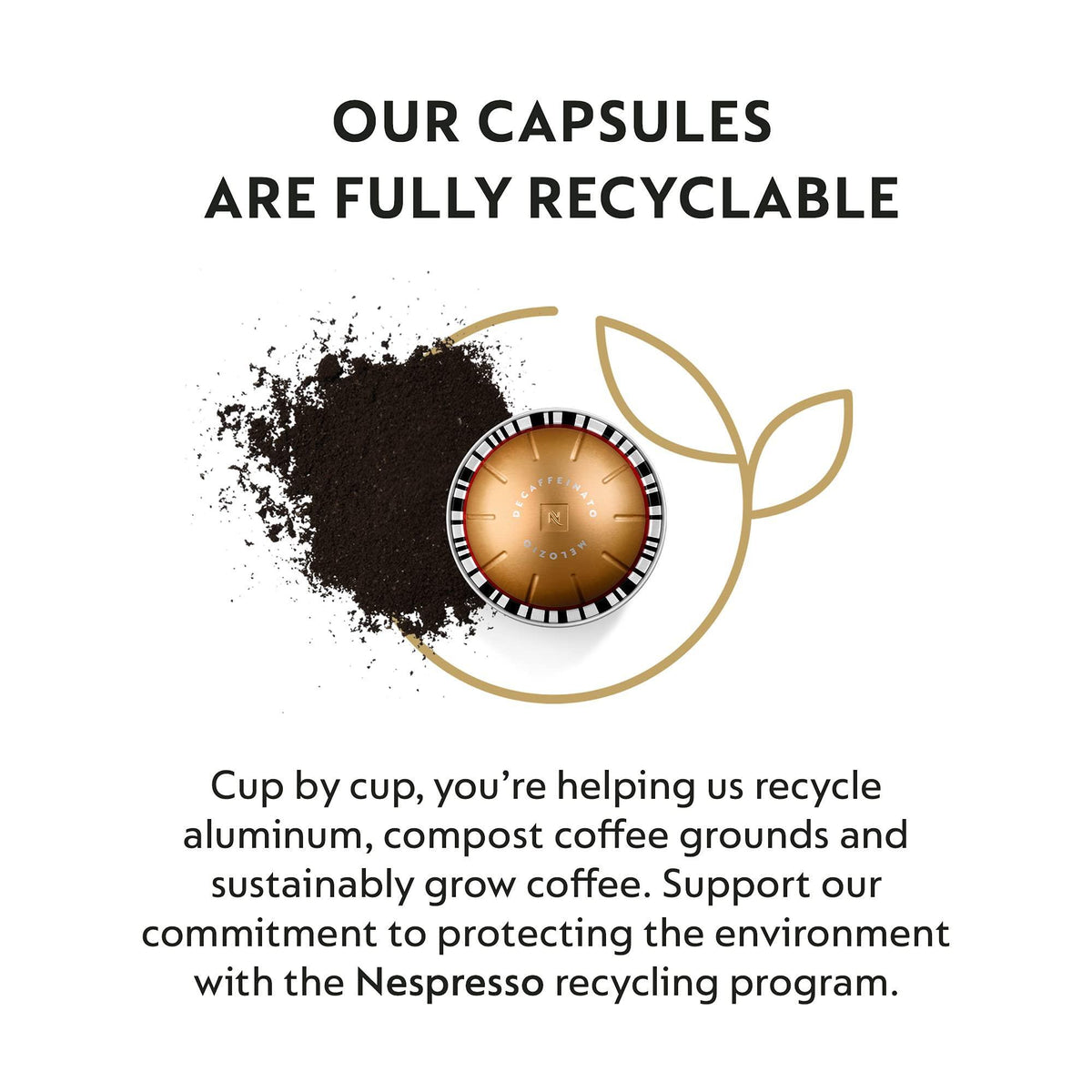 Nespresso Capsules Vertuo, Melozio Decaffeinato, Medium Roast Espresso, 30-Count Coffee Pods, Brews 7.8 oz.