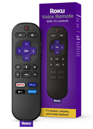 Roku Voice Remote | Replacement TV Remote Control with Voice Control, Simple Setup, & Pre-Set App Shortcuts - Compatible with Roku TV, Players, & Audio Devices