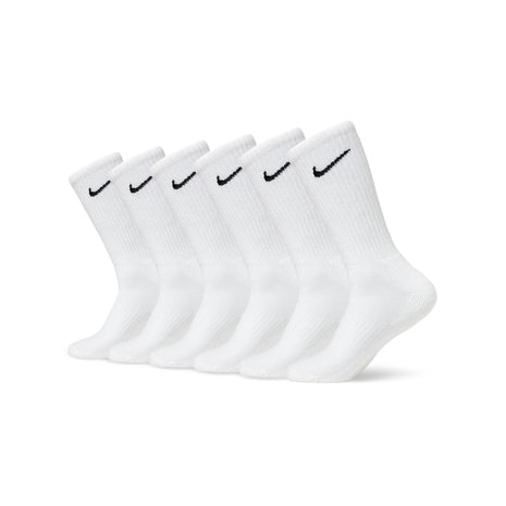 Nike Unisex Everyday Cushioned Training Crew Socks (6 Pairs), White/Black, Large