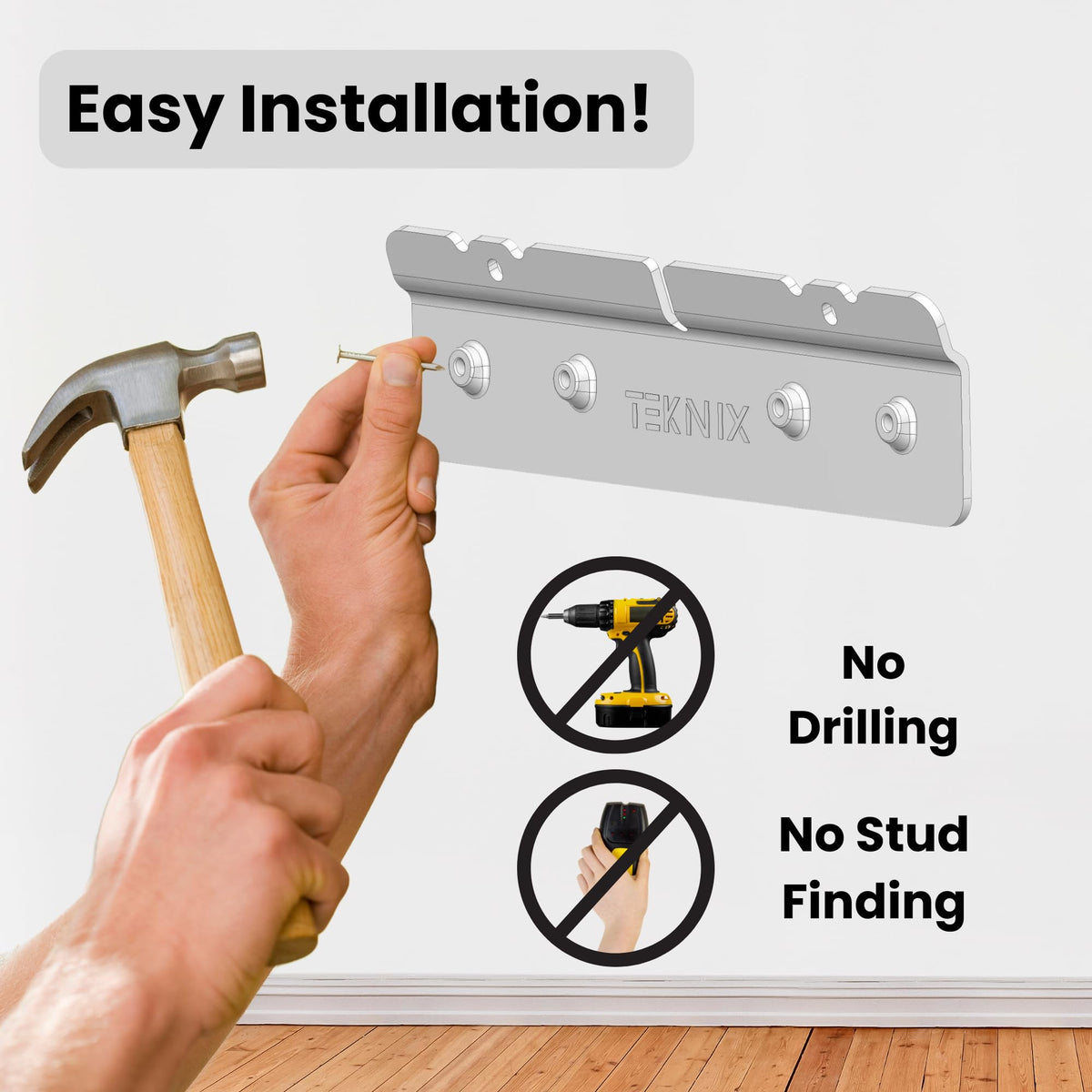 No-Stud, No-Drill Wall Mount for Skylight Calendar (15 inch) - The Original Easy DIY Installation, No Anchors or Screws Needed, Damage-Free, Secure Hold, Only a Hammer Required, Hardware Included