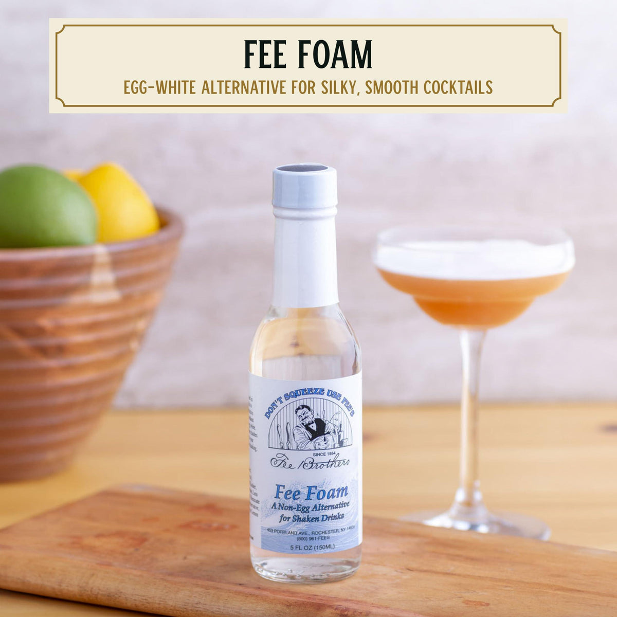 Fee Brothers Fee Foam - Cocktail Foamer and Mixer, Egg Substitute, Vegan-Friendly, Gluten Free, 5 fl oz