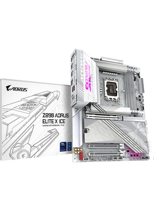 GIGABYTE Z890 AORUS Elite X ICE Intel Core Ultra (Series 2) LGA 1851 Motherboard, ATX, DDR5, 5X M.2, PCIe 5.0, Thunderbolt 4, WIFI7, 2.5GbE LAN, EZ-Latch
