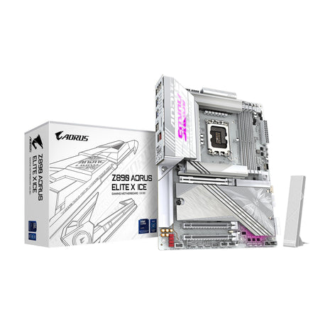 GIGABYTE Z890 AORUS Elite X ICE Intel Core Ultra (Series 2) LGA 1851 Motherboard, ATX, DDR5, 5X M.2, PCIe 5.0, Thunderbolt 4, WIFI7, 2.5GbE LAN, EZ-Latch