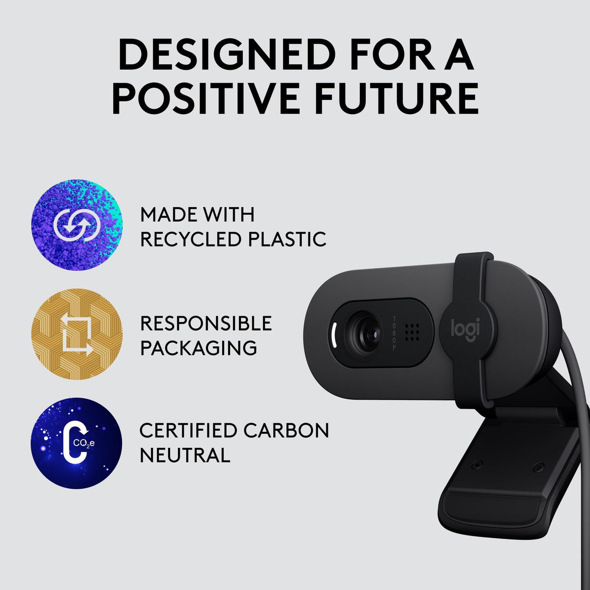 Logitech Brio 105 Full HD 1080p Business Webcam with Auto-Light Balance, USB-A, Privacy Shutter, Easy Set-Up, Compatible with Windows, macOS, ChromeOS