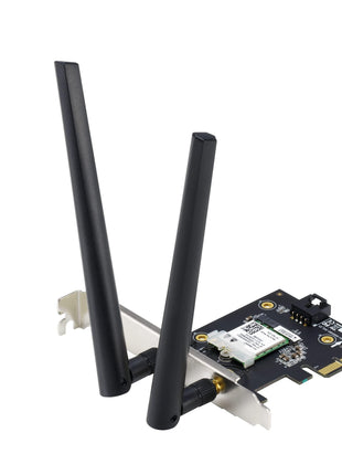 ASUS AX1800 PCIe WiFi Adapter (PCE-AX1800) - WiFi 6, Bluetooth 5.2, Ultra-Low Latency Wireless, 2 External Antenna, Supporting Total Data Rate up to 1800Mbps, WPA3 Network Security, OFDMA and MU-MIMO
