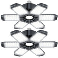 XINGHUANLIT Garage Light 2 Pack - 200W 20000LM Garage Lights Ceiling LED 6500K with 6+1 Deformable Panels, Screw in E26/E27 Bulb Socket LED Shop Lights for Workshop Barn Basement Gym Bay Lighting