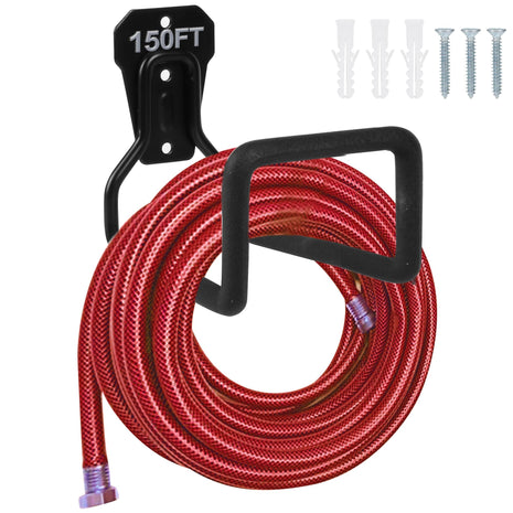 Metal Garden Hose Holder - Heavy Duty Hose Hanger Wall Mounted Water Hose Holder for Outside Yard, Sturdy Hose Reel Hose Hooks for Water Hose, Extension Cords