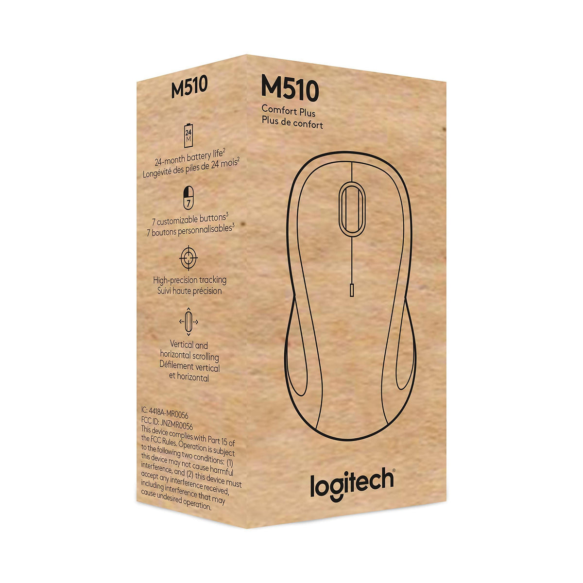 Logitech M510 Wireless Mouse, Mouse for Laptop and PC with USB Unifying Receiver, Programmable Buttons - Graphite