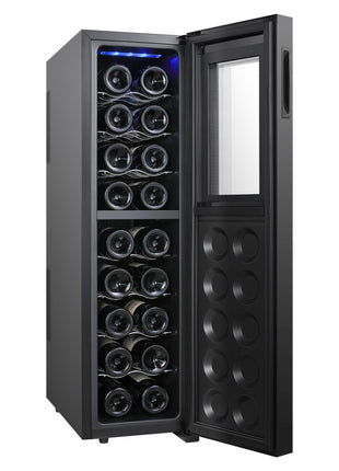 Koolatron 18 Bottle Wine Fridge – Wine Cooler with Glass Door, 1.9 cu. ft (53 L), Beverage Can Refrigerator, Digital Temperature Control/Dual Temperature Zone, Ideal for White, Red, Sparkling Wine