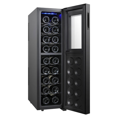 Koolatron 18 Bottle Wine Fridge – Wine Cooler with Glass Door, 1.9 cu. ft (53 L), Beverage Can Refrigerator, Digital Temperature Control/Dual Temperature Zone, Ideal for White, Red, Sparkling Wine