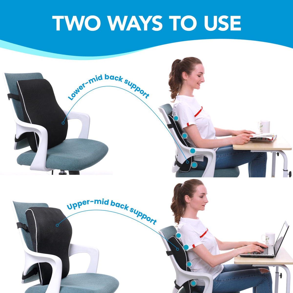 Lumbar Support Pillow for Office Chair, Office Home Essentials,Stocking Stuffers,Back Support Pillow for Car, Chair Cushions,Back Pain Relief Improve Posture,Mesh Cover Double Adjustable Straps