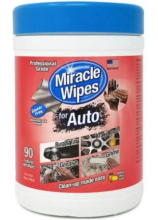 MiracleWipes for Automotive, All Purpose Cleaning Wipes for Hands, Auto Interior, Exterior, Detailing, Remove Grease, Lubricant, Sticky Adhesive, Grime, Dirt, Car Cleaning (1 Pack)