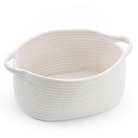 Happyiren Cute Woven Storage Basket with Handle, Baskets for Gifts Empty, Gift Baskets for Birthday Baby Shower Raffle Burr Fundraiser, Decorative Organizer Box for Baby Toy Pet, 13 inch D x 8 inch W x 6 inch H