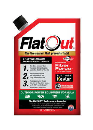 FlatOut Off-Road Tire Sealant, Outdoor Power Equipment Formula, Prevents Flat Tires, Fix a Flat Tire, Seals Leaks, Contains Kevlar, 32 Ounce Bag, 1-Pack