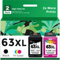 63XL Ink Cartridge Combo Pack Replacement for HP Ink 63 HP63 XL 63XL Black and Color 2-Pack to Envy 4520 4512 4510 Officejet 4650 5258 5200 3830 5255 4655 4652 5252 Deskjet 3630 3632 2132 1112 Printer